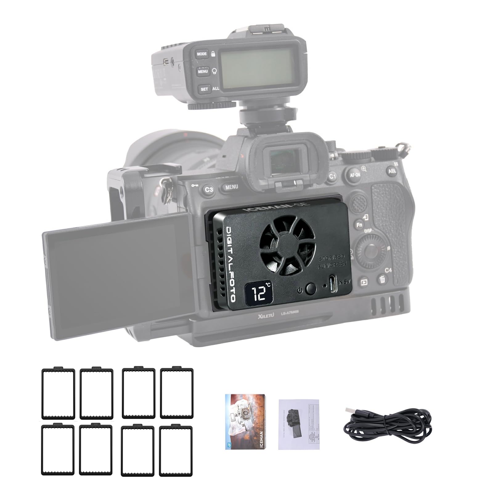 ICEMAN-E6 Kamera Lüfter Für Canon R5/R6 - TEC Kühlung Mit LED Display & USB-C