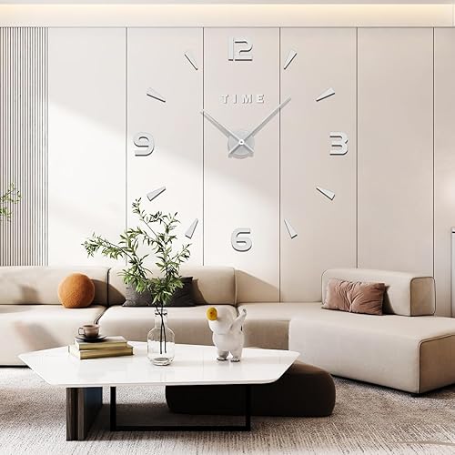 Miniatura 2 de Moderno reloj de pared 3D sin marco, reloj de pared de gran tamaño para decoración de sala de estar, relojes de pared decorativos que funcionan con
