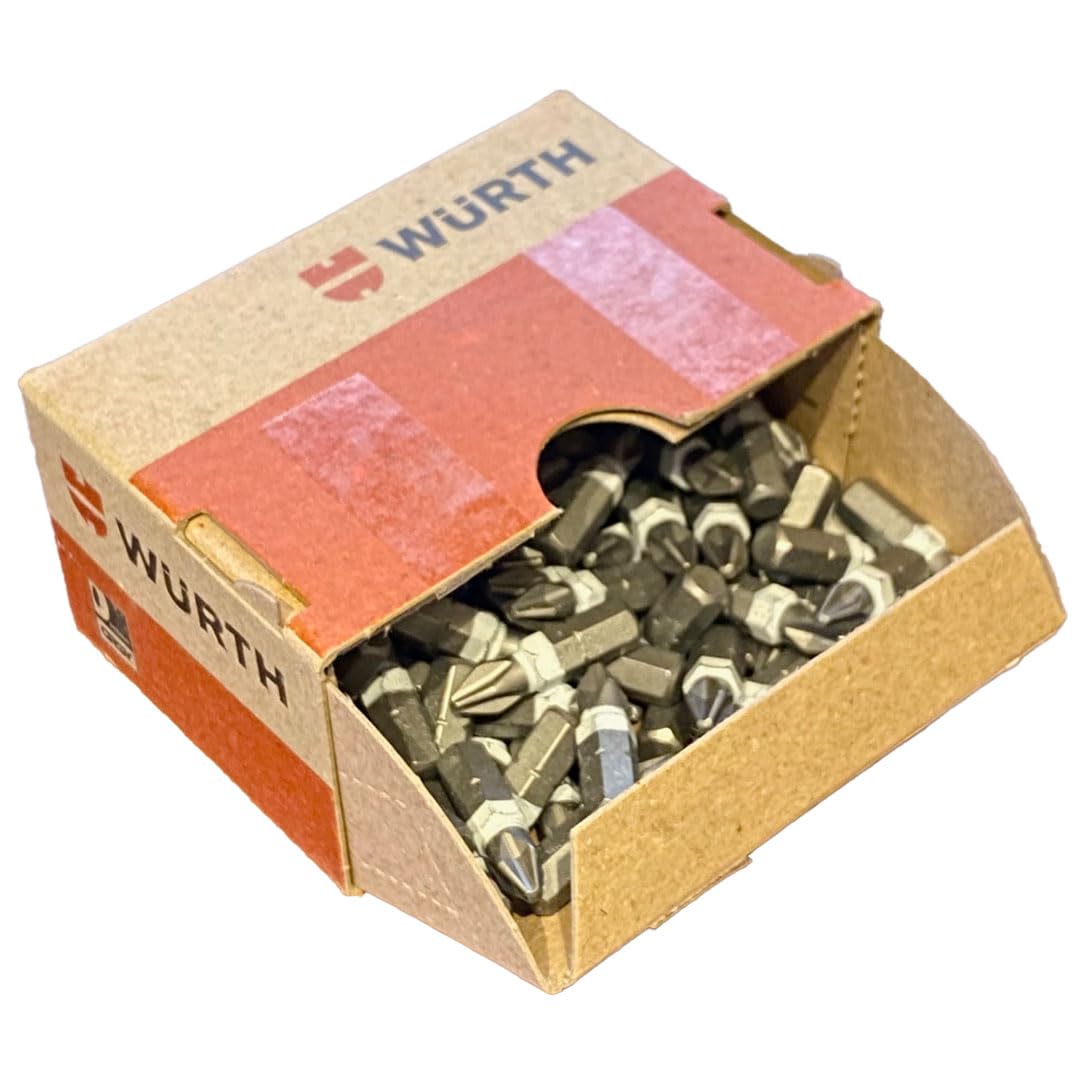 Würth 100x Kreuzschlitz Bit PH2 C 6,3 1/4 Zoll PH 2 Länge 25mm Großpackung 0614176461-100