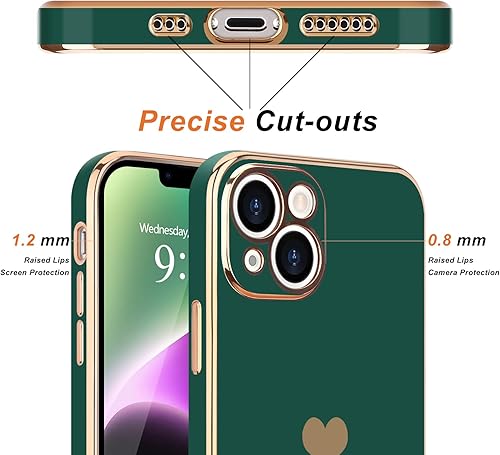 Miniatura 3 de Teageo Funda para iPhone 14 para mujeres y niñas, diseño de corazón de amor, chapado de lujo, cubierta trasera suave, protección completa de la