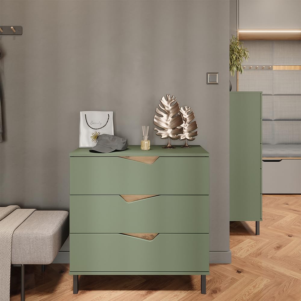 Vicco Cassettiera per camera da letto Marelle Verde/Artigianale 80x81.2 cm