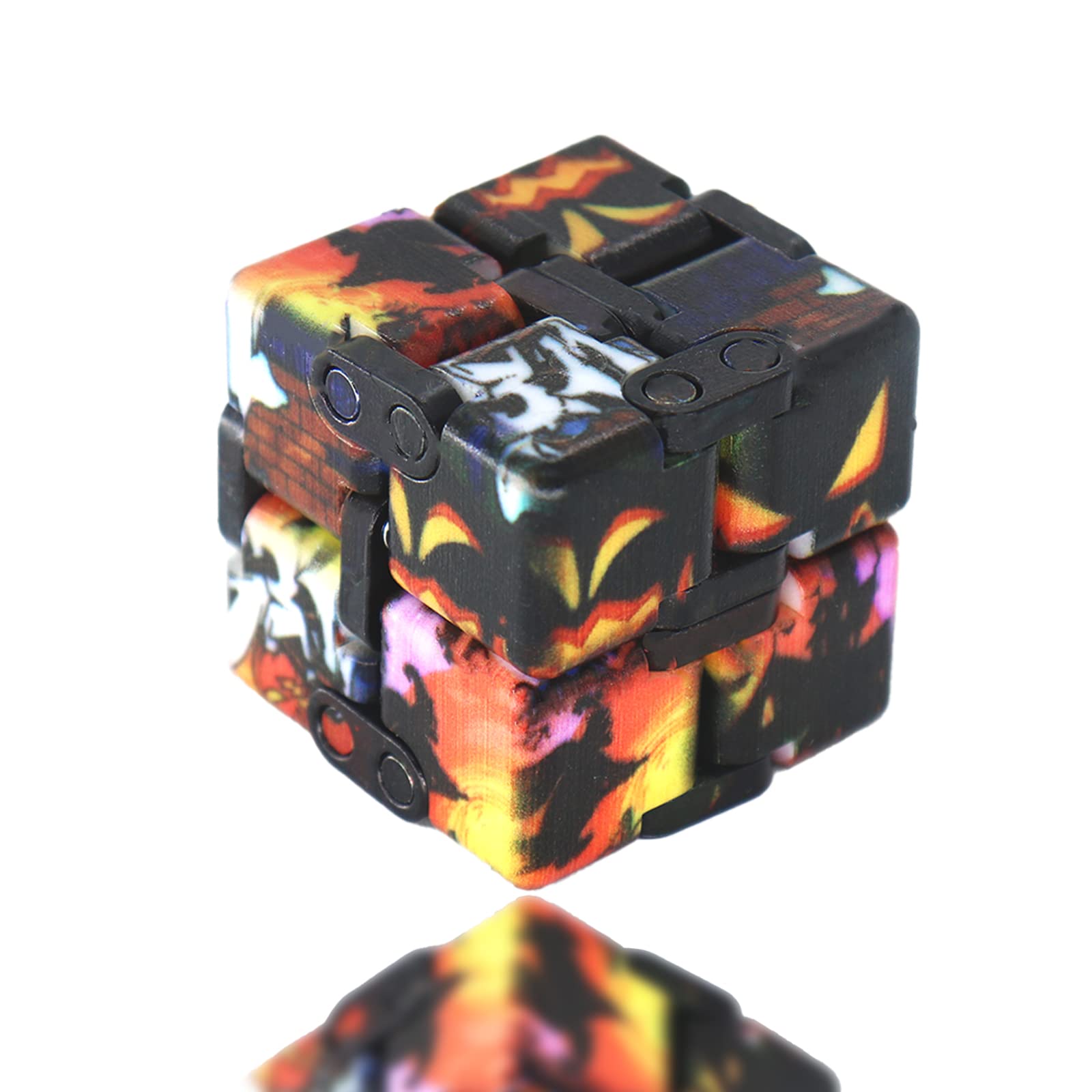 Infinite Cubes Fidget Toy, Aionly Hard and Heavy Stress Relief Infinite Cube,Mini Hand-Held Puzzle Flip Fidget Cube for Adults/Kids,Unique Magic Gadget for Anxiety Relief and Kill Time (Black)
