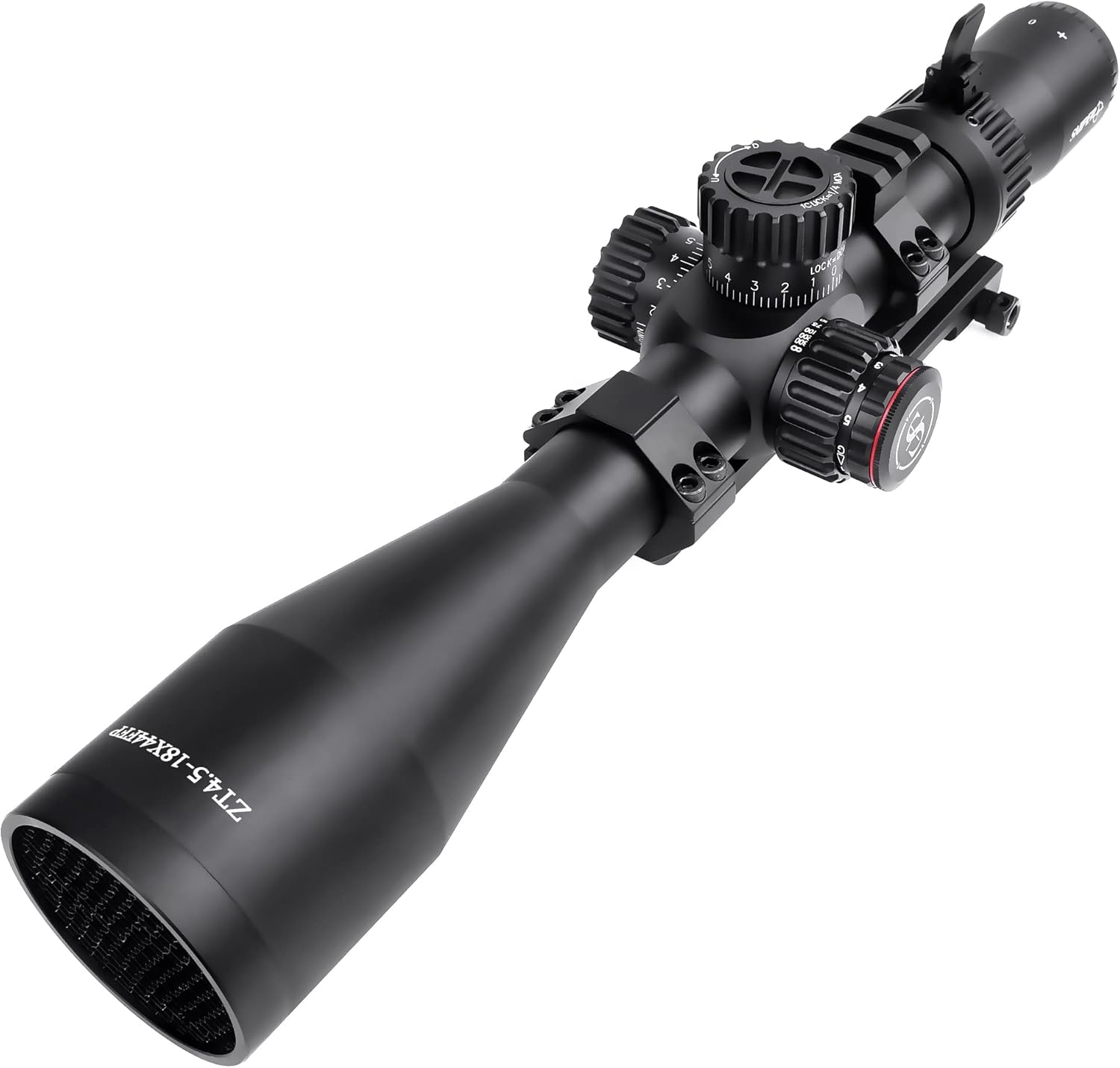 Sniper Scope 4.5-18X44 Rifle Scope 30mm Tube Glass Etched Reticle Red Green Illuminated Includes Scope Rings (ZT 4.5-18X44FFP)