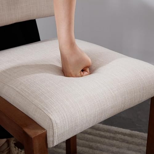 Miniatura 5 de LukeAlon Juego de 2 taburetes de mostrador de lino, tapizados de 26 pulgadas de altura de asiento, taburetes de bar con patas de madera, sillas de