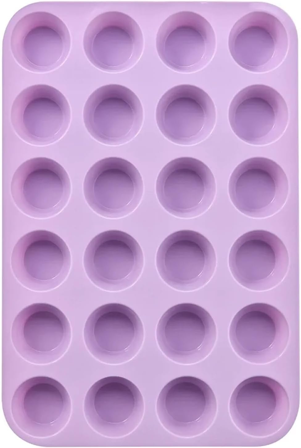12/24-hole non-stick silicone baking pan, easy to clean and unmold, suitable for baking cupcakes,cakes, bread and DIY muffins(Purple 24h)