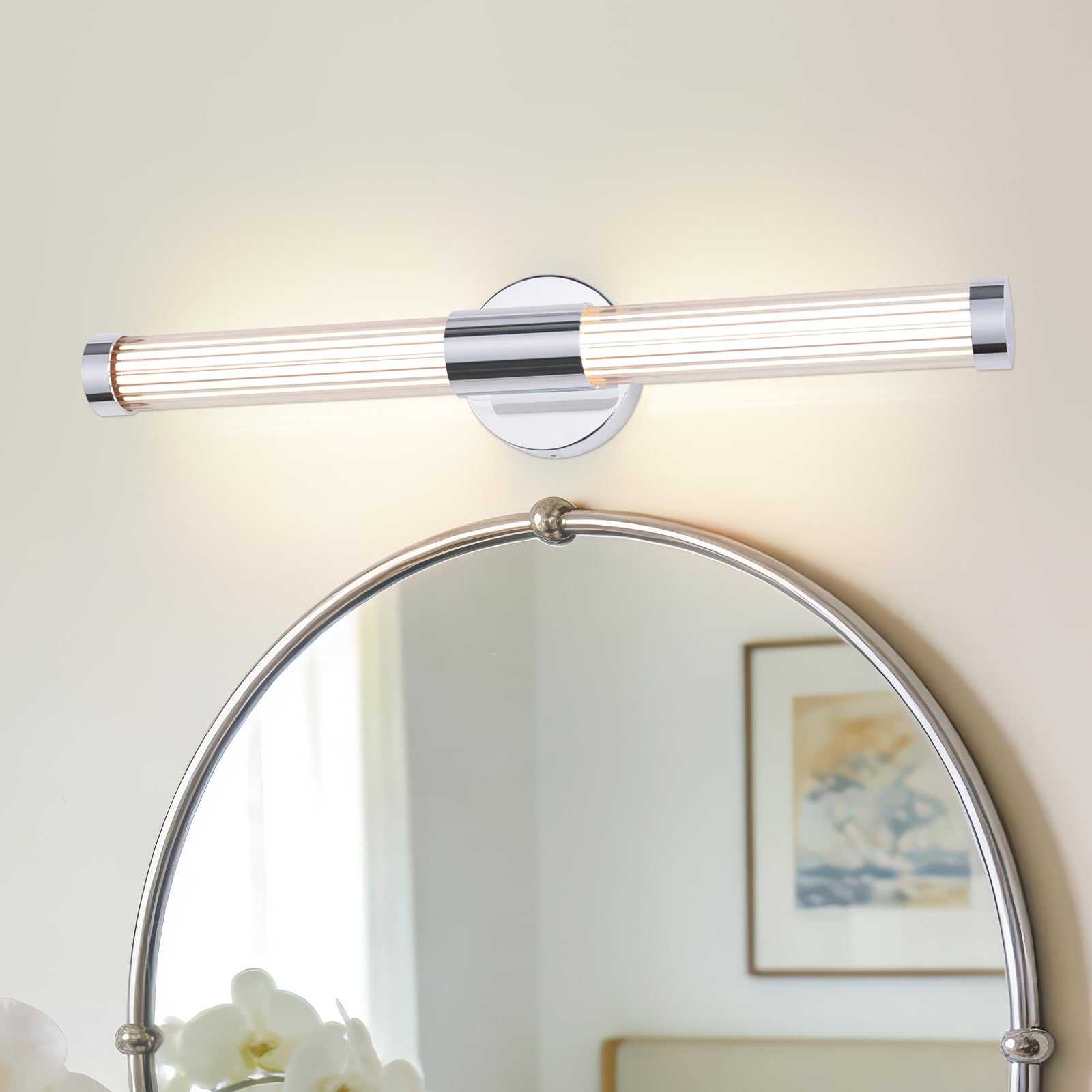 Lampada a LED da Parete per Interni Applique da 12W per Bagno 60.5cm Applique parete Temperatura di colore regolabile Luce parete Cromo Lampada da Quadro per Soggiorno Camera da Letto Cucina