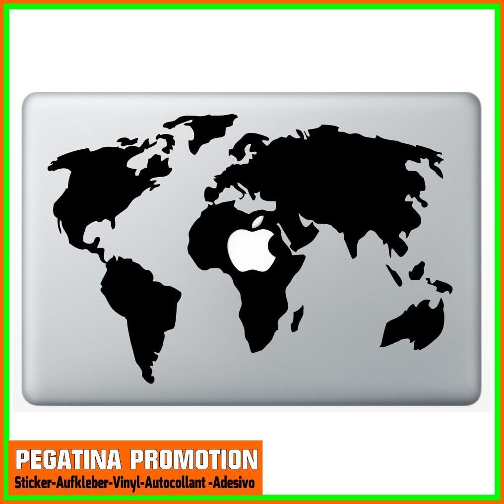 "World MAP Earth Decal Sticker for Macbook Air 11" 13 "Macbook Pro Case 13" 15 "17" inch Apple Notebook Sticker Without Background Tattoo Sticker PEGATINA Apple MAC background