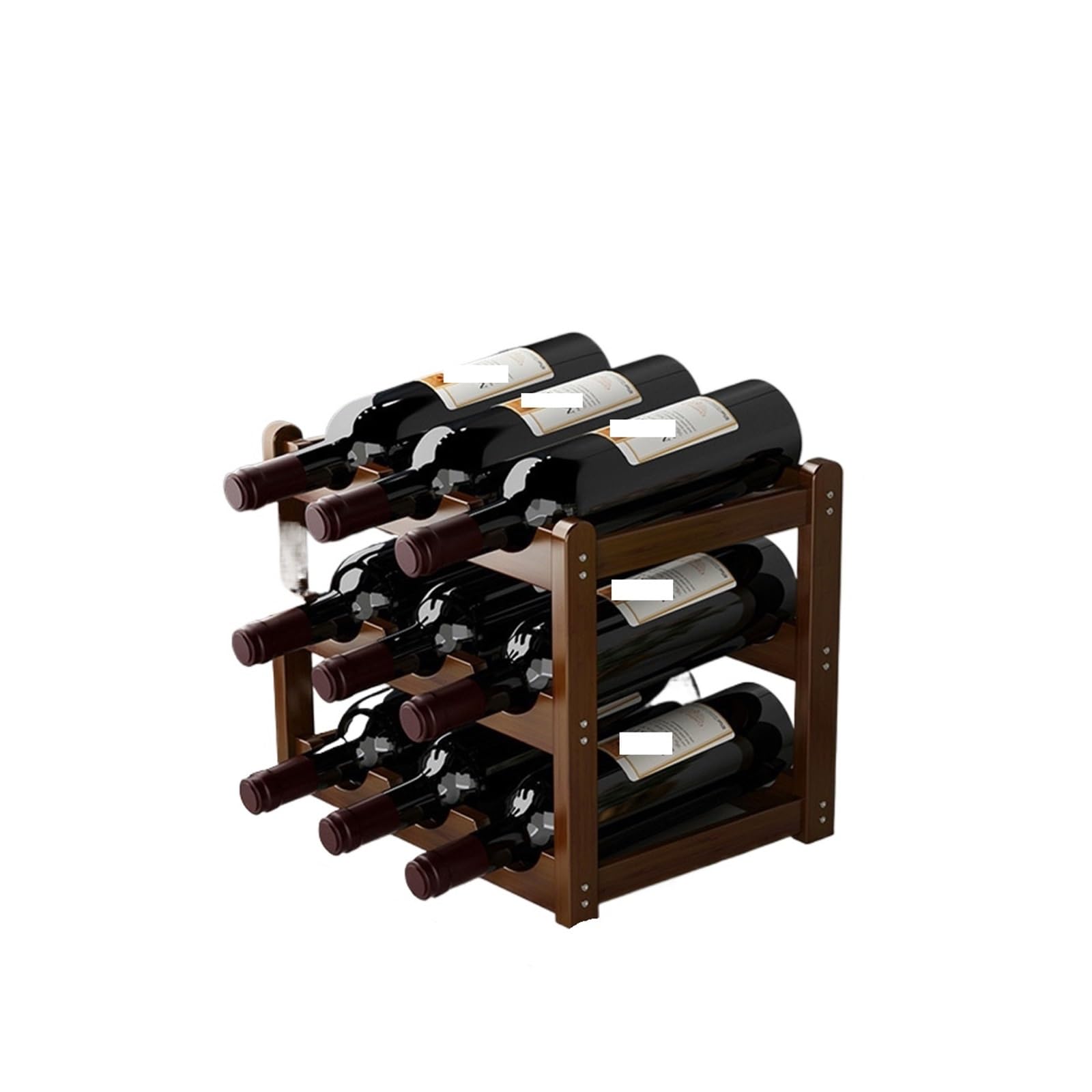 Présentoir à vin en bambou naturel couleur thé, cave de table élégante à 3 niveaux
