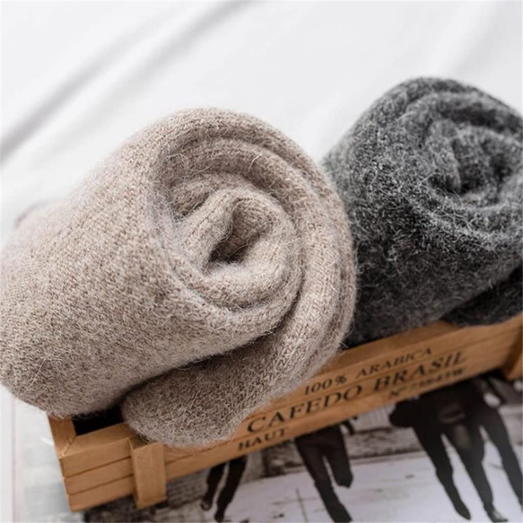 Chtom 5 Pares de Calcetines de Invierno Hombres súper Gruesos termosocks sólidos de Lana Calcetines de Conejo contra Nieve frío calcetín Caliente (Color: 5 Pares Tamaño: 7.5-11 Pulgadas)