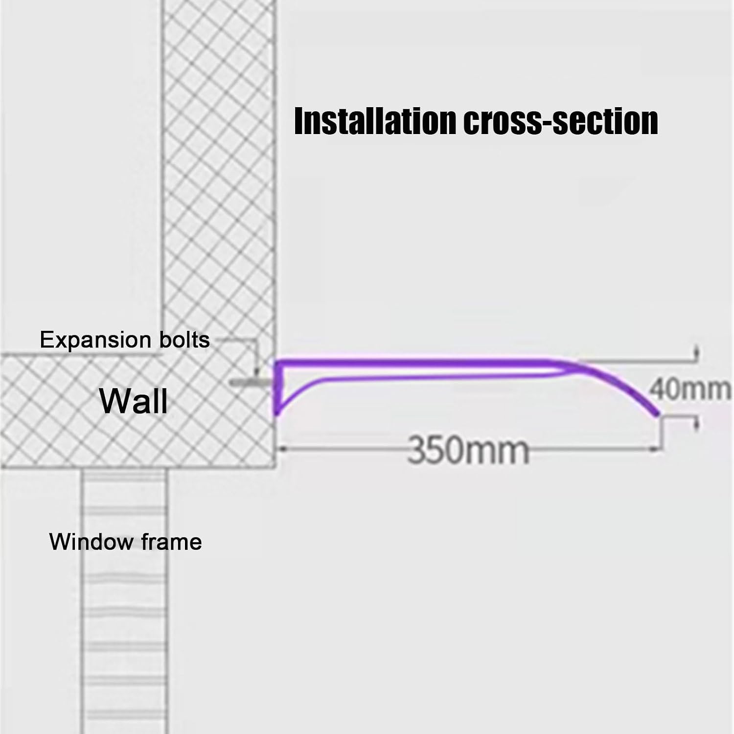 Brown Window Awning Entry Door Canopy Rain Protection Polycarbonate Awning for Front Windows & Doors 35 x 50 cm & Stylish Outdoor Shelter