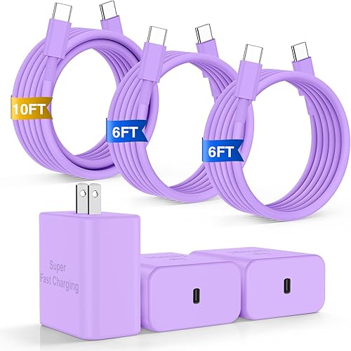 Cargador para iPhone 17 16 Pro Max de Carga Rápida, Cargadores USB C Super Rápidos de 45W para iPhone 17(6FT+6FT+10FT) Cables de Carga Tipo C con