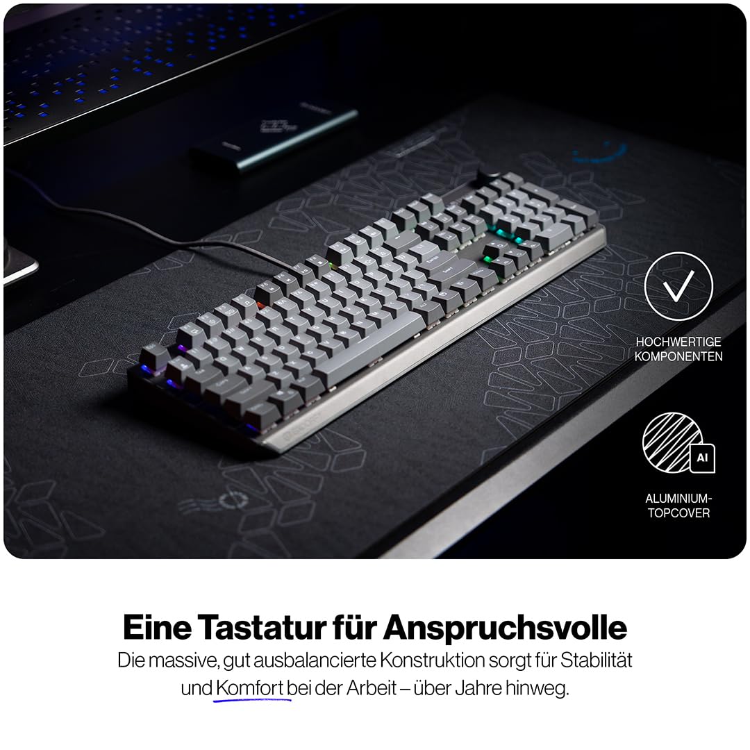 ENDORFY Thock V2 DE, QWERTZ, Red switches by Gateron, hot-swap, Lautstärkeregler, Mute-Funktion, Software, Aluminiumoberteil, programmierbare Makros