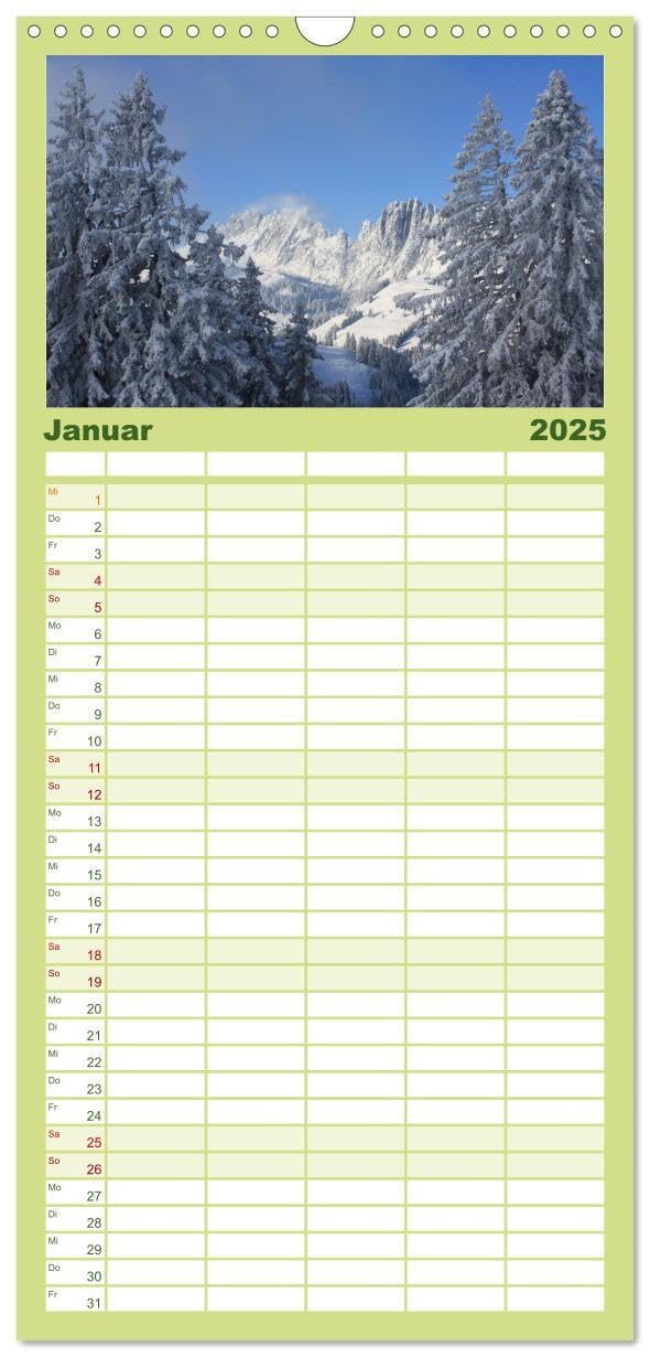 Familienplaner 2025 - Rund um die Gastlosen mit 5 Spalten (Wandkalender, 21 cm x 45 cm), CALVENDO: Faszinierende Augenblicke bei den Gastlosen (CALVENDO Orte)