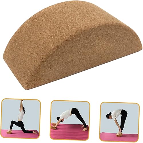 Miniatura 7 de VOSAREA Bloque de yoga de corcho de alta densidad antideslizante con forma de media luna para fuerza muscular central y equilibrio, herramienta de