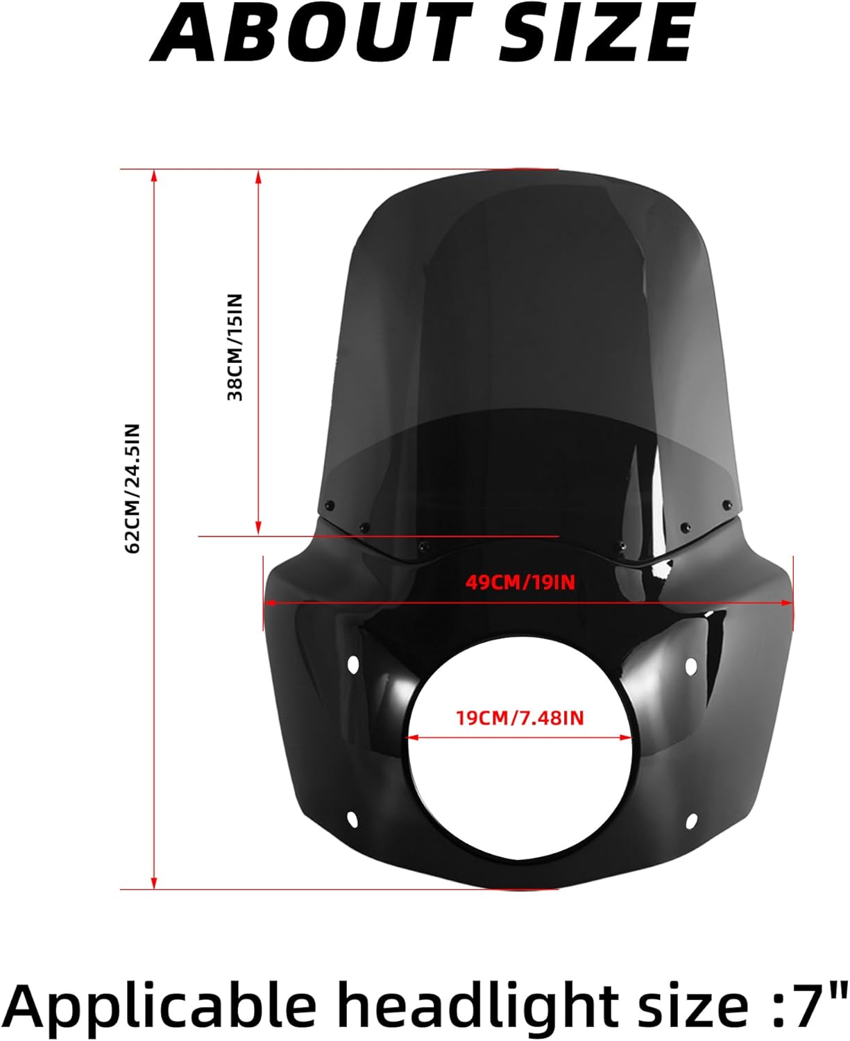 FATECIM Motorcycle 7" Headlight Fairing with 15" Smoke Windshield Windscreen & Mounting Kits For Harley Touring Road King FLHR 1994-2023, Road King Special FLHRXS 2017-2025