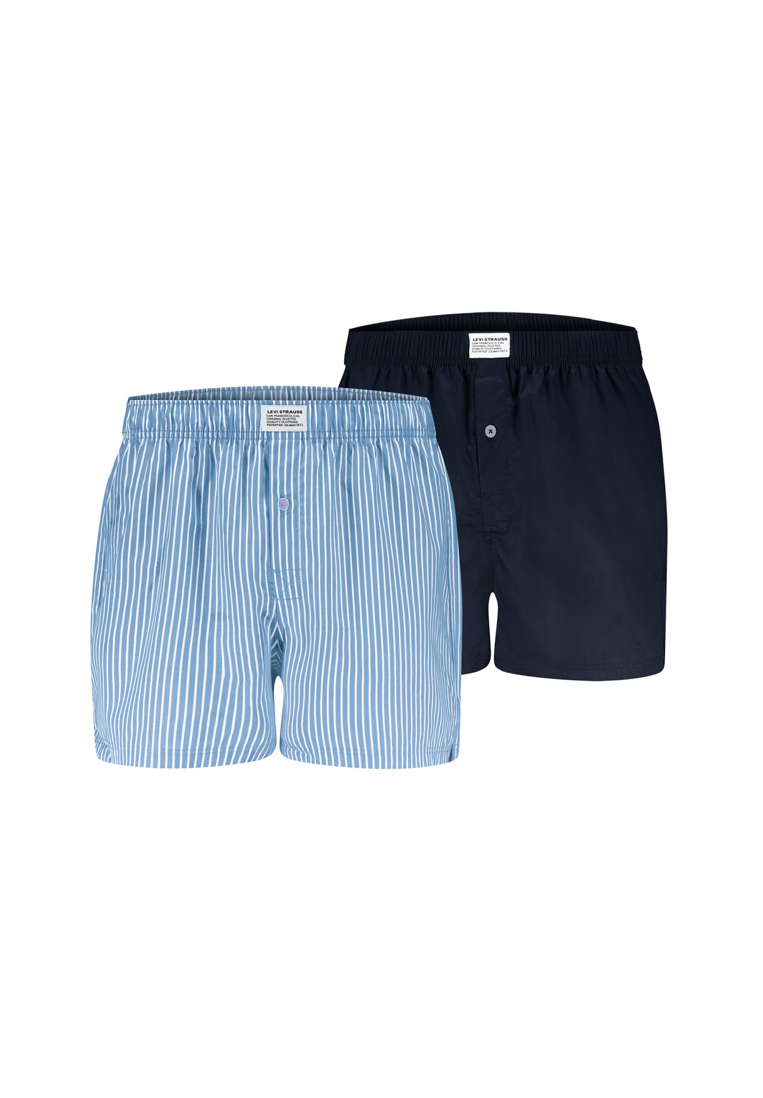 Levis Men's Light Blue/Navy Woven Boxers (Pack Of 2), S