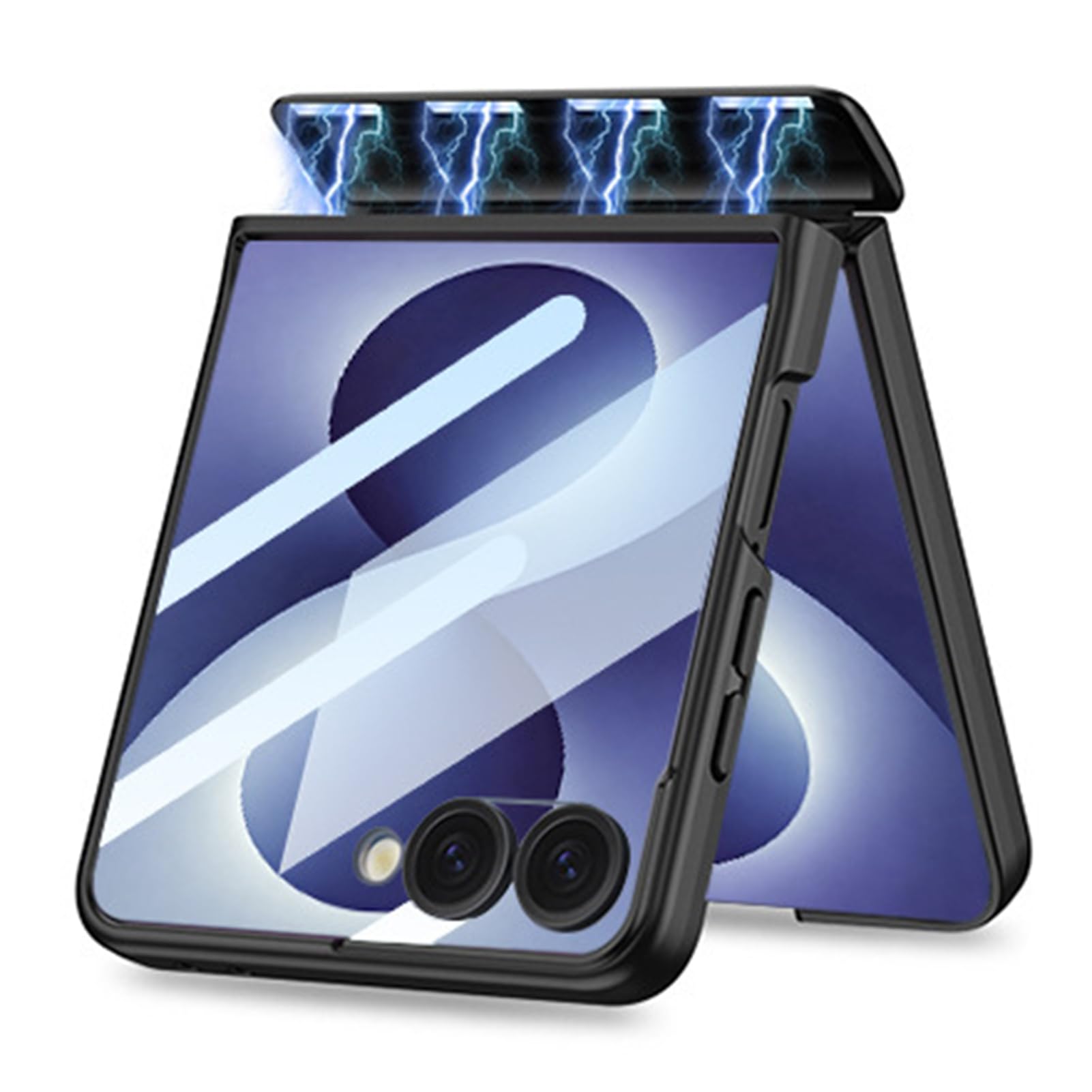 Coque Samsung Galaxy Z Flip 8 magnétique noire avec protège-charnière et film écran