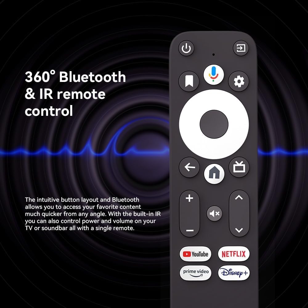 Phantom Dcolor GD1 4K Android TV Stick Certifié KD3 Assistant Télécommande vocale Prime Video Chromecast Play Store Bluetooth 4K HDR 10+ Dolby Audio XM3 2.1 Dual Band WiFi USB-C GD 1