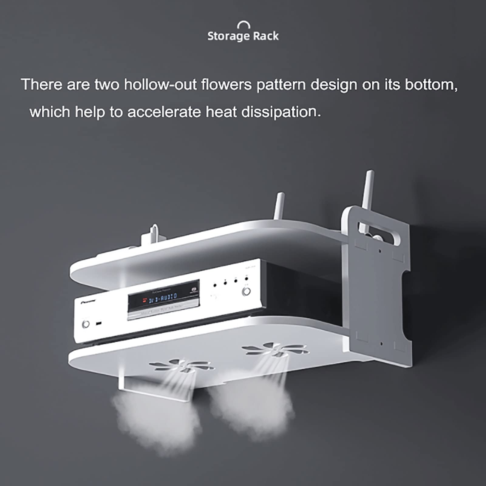 TBLOTYD TV Set-top Box Rack/Living Room Bedroom Projector Storage Rack/Punch- Router Storage Box Floating Shelf Multi-Function Wall-Mounted Rack