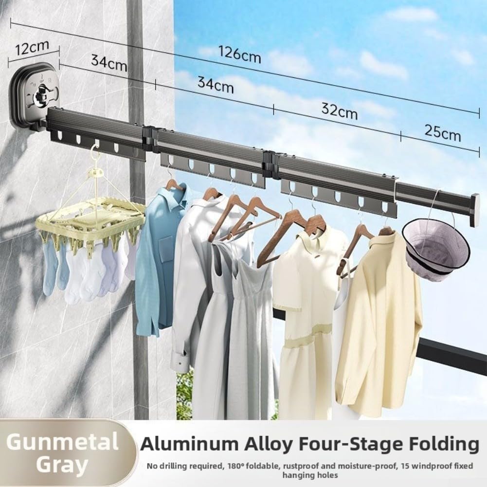 Aluminium Wäscheständer Wand Klappbar Schwarz Stabil(White)