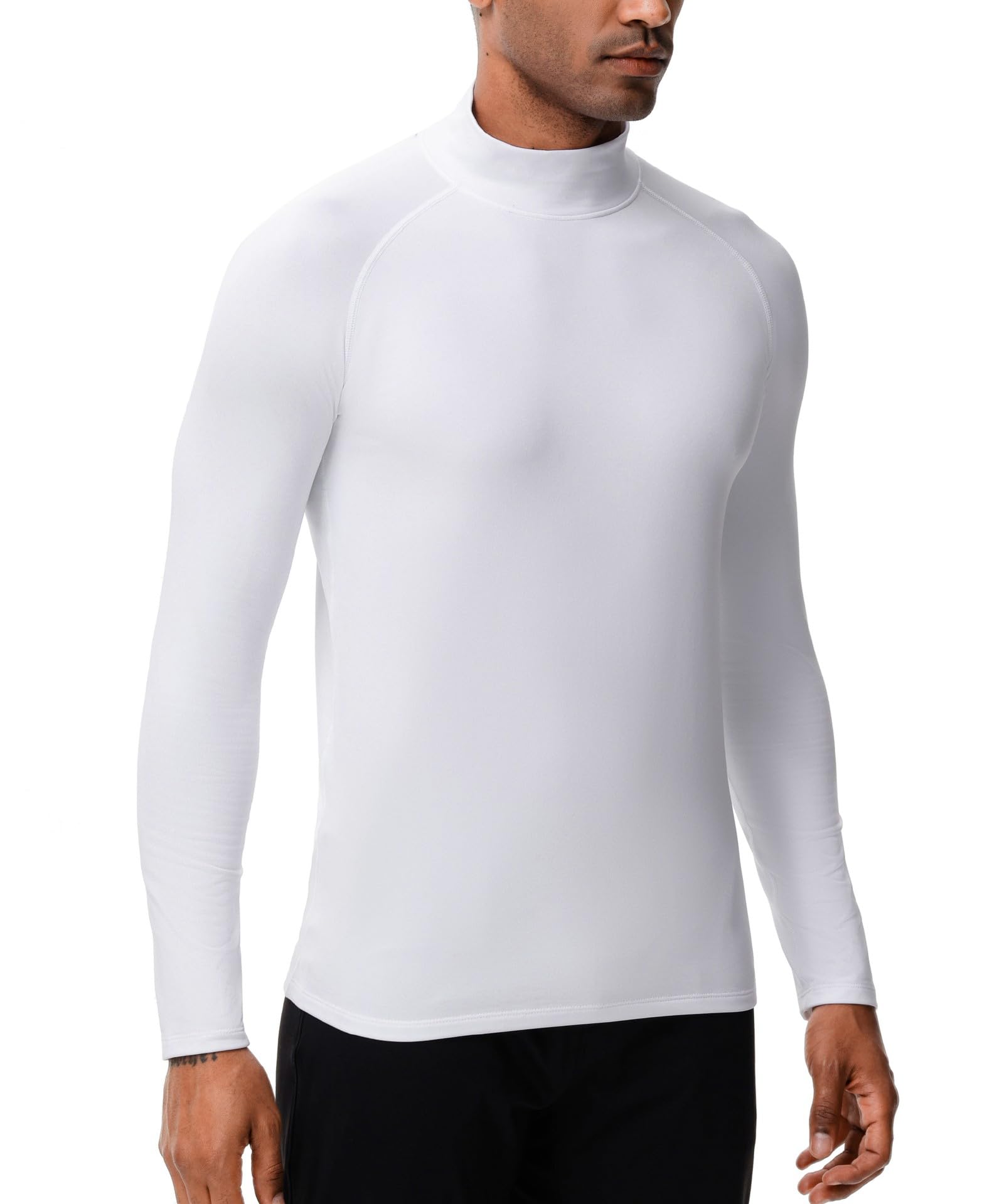 HUGE SPORTS Ropa interior térmica para hombres de cuello alto de manga larga camisas térmicas forro polar capa base ropa interior térmica top