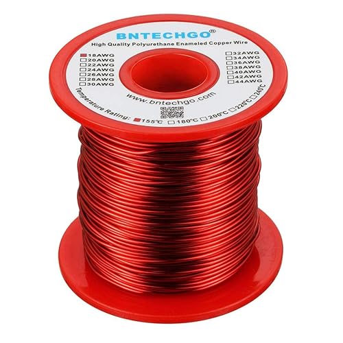 Miniatura 38 de BNTECHGO - Alambre magnético de calibre 16 a 38°AWG - Alambre de cobre esmaltado - Alambre para embobinar magnético esmaltado 1 rollo rojo Rojo 4 oz