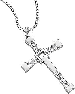 Christmas Present Vin Diese Style Fast & Furious Men's Necklace,Dominic Toretto's Cross Pendant Chain Necklace Men's Jewelry