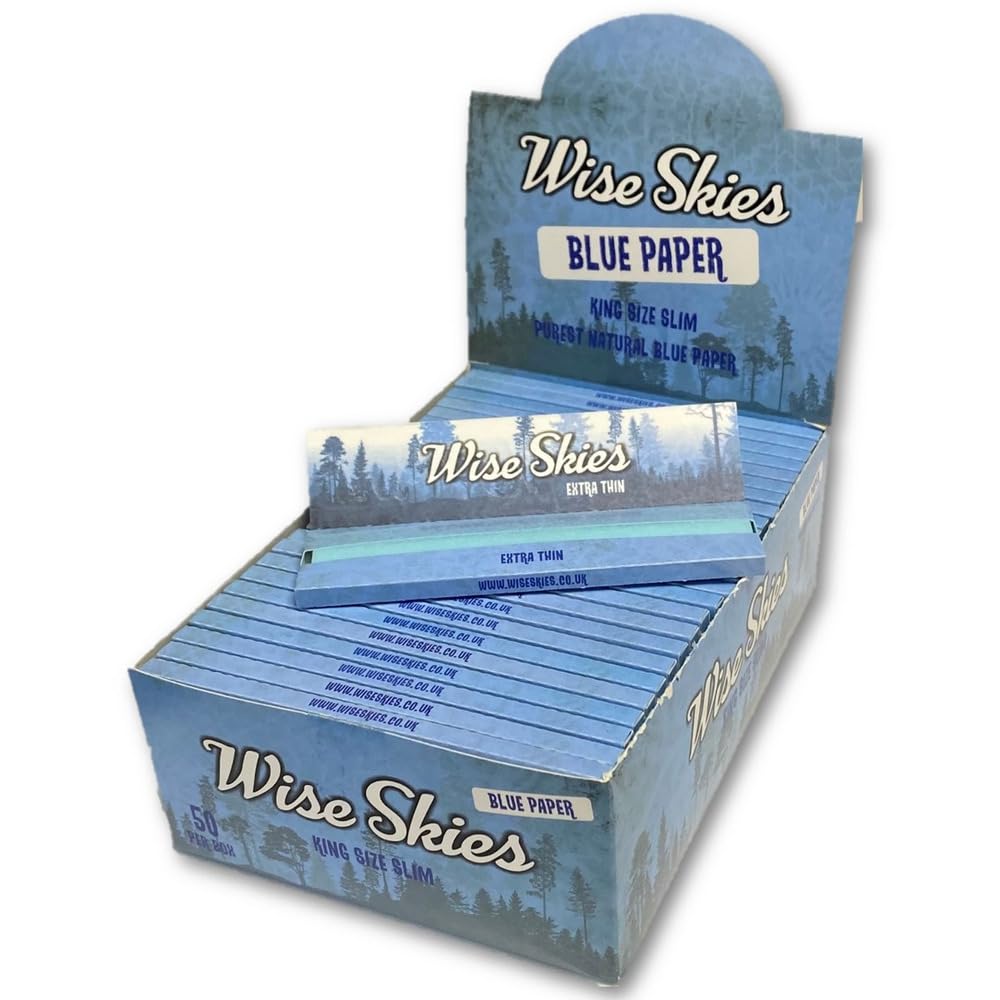 10 Booklets Of Wise Skies Blue Coloured Kingsize Rolling Papers