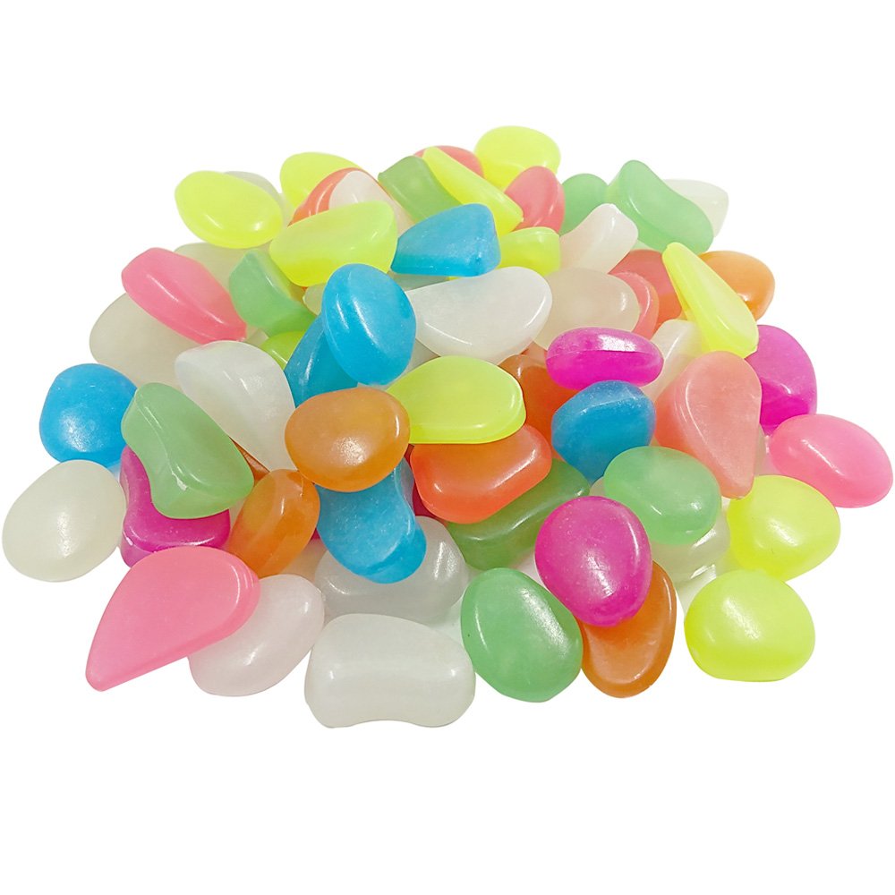 Bestgle 50 Pcs Aquarium Fluorescent Beads Pebbles Stones Gravel for Fish Tank Garden Plant Flower Pot Mixed Color