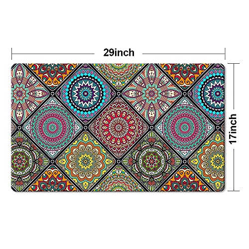 QIYI Boho Anti Fatigue Kitchen Mat, 1 Piece Cushioned Kitchen Rug, Waterproof Comfort Floor Mat Kitchen Accessories, Farmhouse Mandala Indoor Décor Non Slip Padded Standing Mat, 17" W x 29" L - Image 6