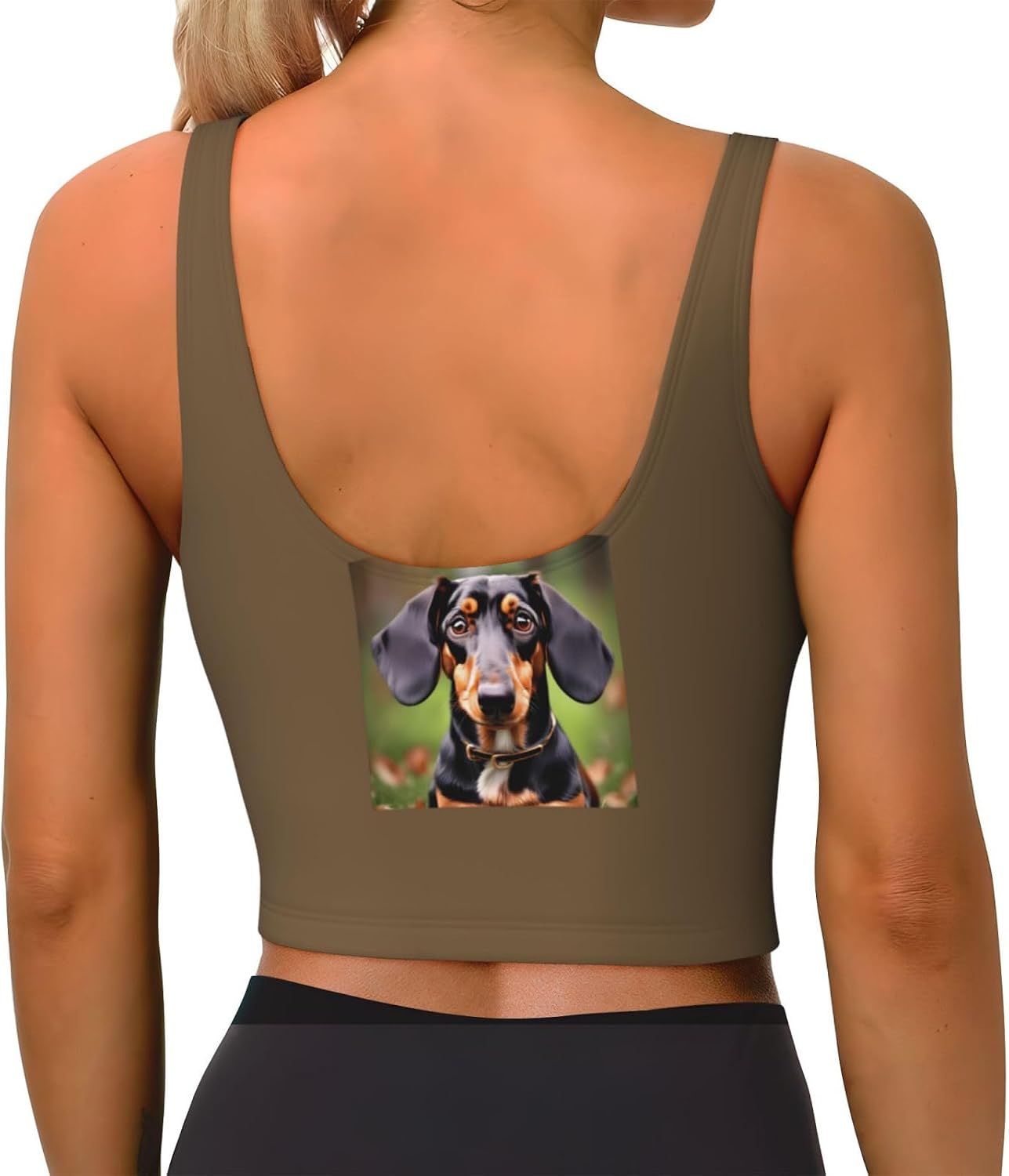 Dachshund Weiner Pet Dogs Print Women's Sports Vest Breathable for Yoga Running Gym Athletic Casual Sleeveless Top