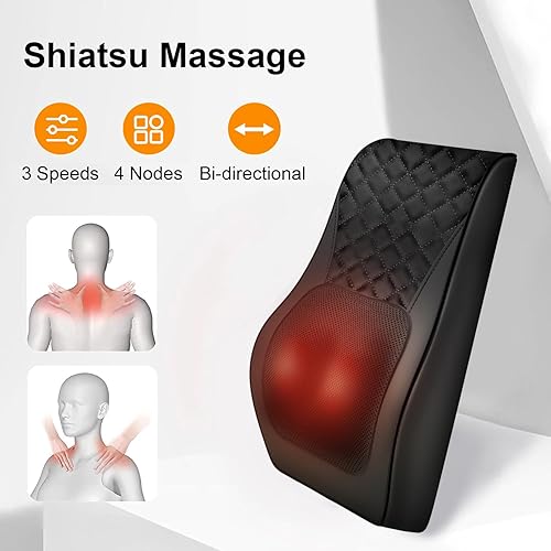 Miniatura 2 de Masajeador de espalda con cable con tejido profundo de calor Shiatsu masajeador de cuello, alivio del dolor, almohada de masaje para cuello,