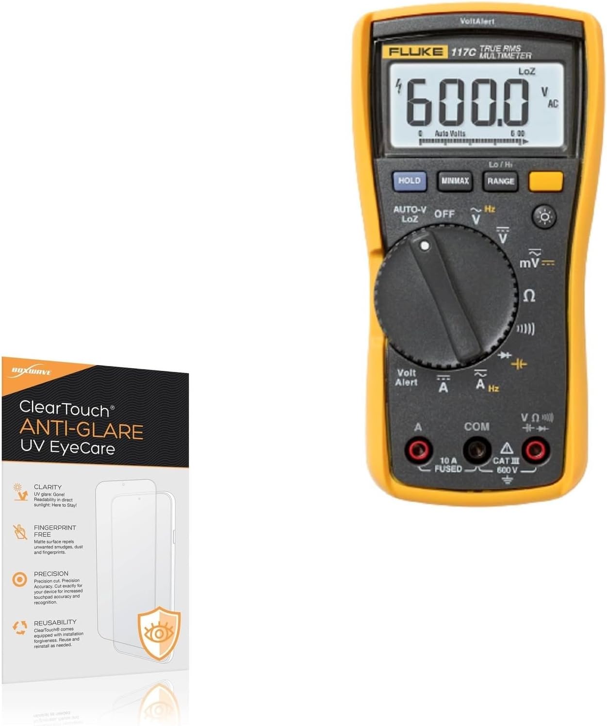 BoxWave Screen Protector Compatible With Fluke Fluke 117 - ClearTouch Anti-Glare Anti-UV EyeCare (2-Pack), Filters out Harmful Blue Light Reduce Fatigue