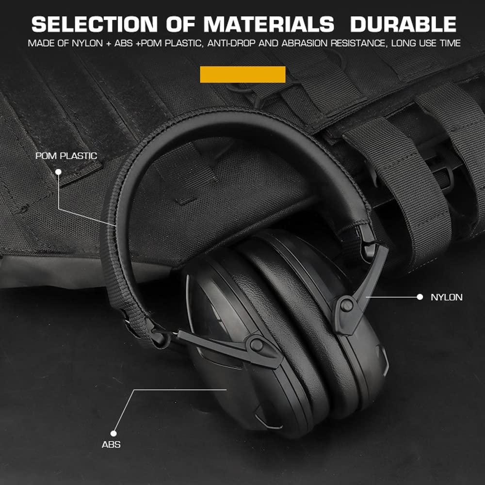 WLXW Casque De Protection Auditive pour Le Tir, Casque De Sécurité, Équipement De Protection Auditive pour L'entraînement Au Tir, Casque Tactique Antibruit Pliable Et Réglable