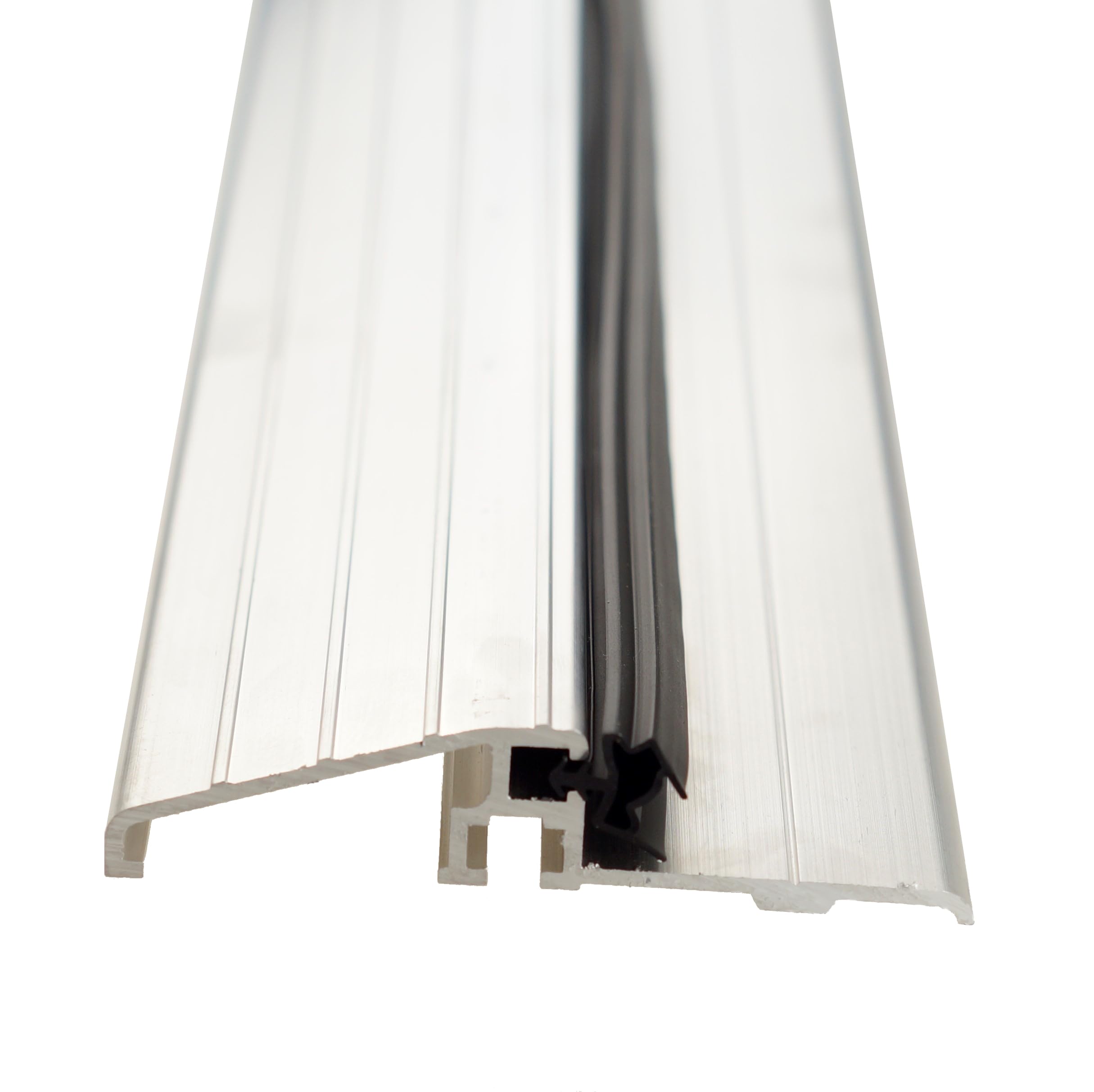 Seuil de Porte Aluminium 93cm Joint Noir Recoupable | Profilé de transition, anti-froid et poussière, idéal intérieur, montage facile