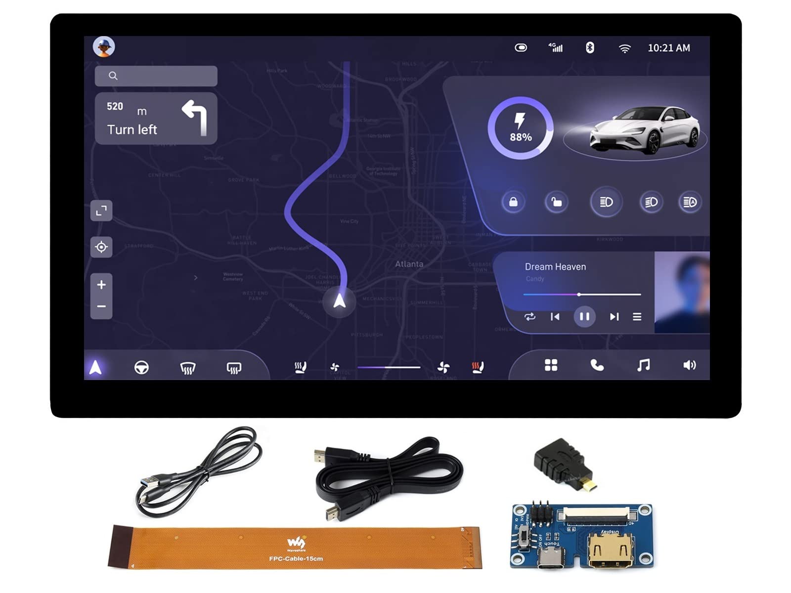 Waveshare 7.9inch IPS Display, 400x1280, Toughened Glass Panel, HDMI