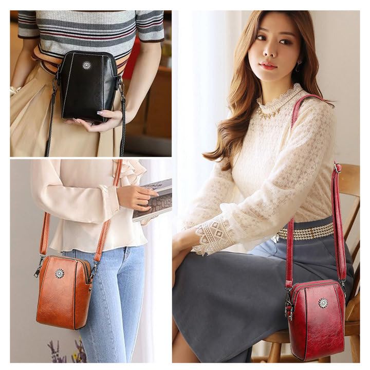 All-match Vertical Cellphone Bag, Crossbody Leather Shoulder Bags and Clutches, Women Crossbody Handbags Retro Messenger Bag3