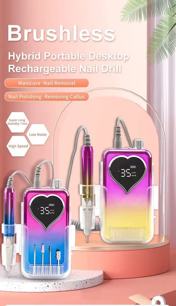 Nail Drill Gradient Color Portable Rechargeable Cordless Nail Drill 35000Rpm
