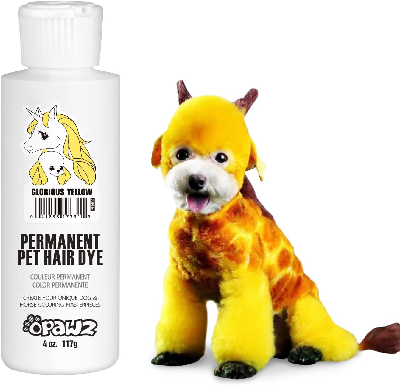 Permanent Dog Hair Dye, Pet Hair Dye Safely Used by Grooming Salons for a Decade, Pet Safe Dye Lasts Over 20 Washes, Bright Color for Dogs and Horses (Glorious Yellow)