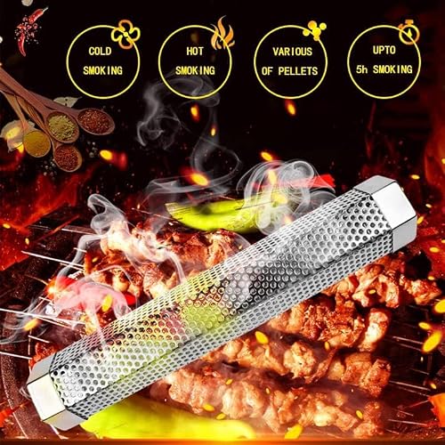 Smoke Tube for Pellet Smoker 12\'\', Smoker Tube 5 Hours of Billowing Smoke Hot/Cold Smoking, Smoking Tube, for Add Smokey BBQ Flavor on Gas Grill or Charcoal Grills with This Stainless Steel Wood Chip - Thumbnail 4