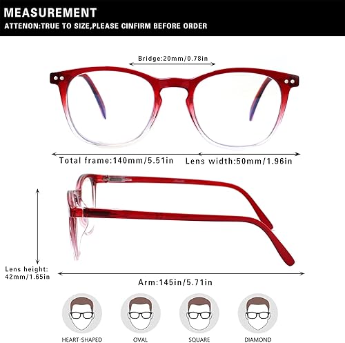 Miniatura 2 de Henotin Paquete de 3 lentes de lectura con bloqueo de luz azul, lectores de computadora con bisagra de resorte para hombres y mujeres, anteojos con