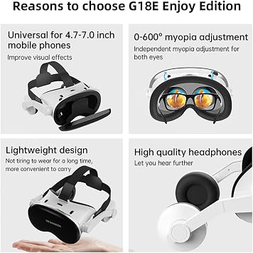 VR Headset for iPhone and Android, 3D Virtual Reality VR Glasses With blue lights for VR Games Movies & Video, Support 4.7-7.0”phone for Kids & Adults with Remote Controller