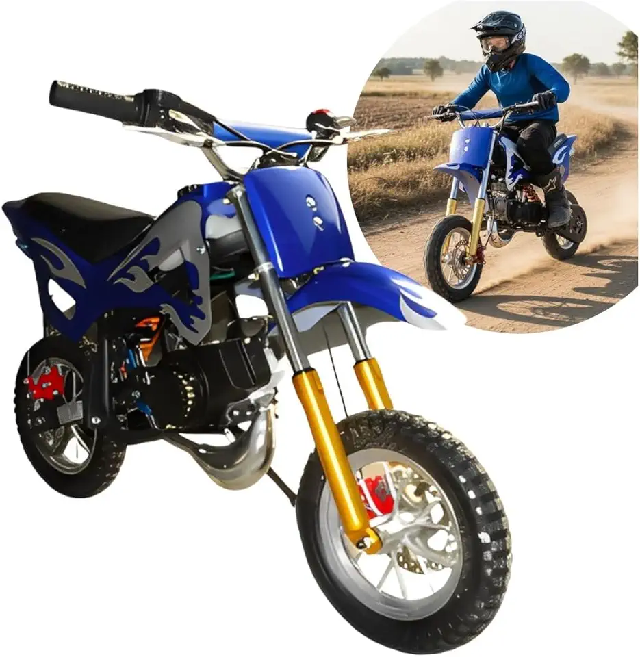 Mini Moto Gasolina Dirt 49cc Partida Manual Azul - IWMV001AZ