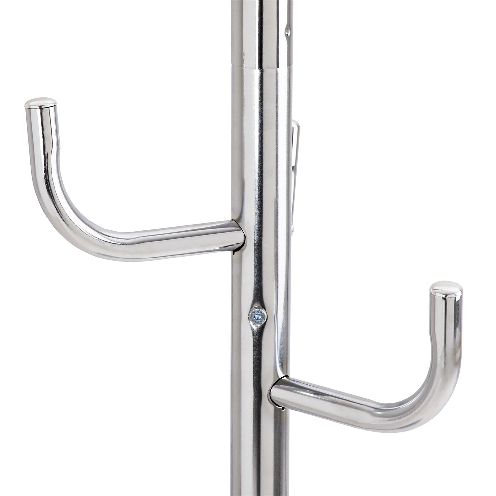 IDIMEX Perchero Mila de metal cromado, práctico perchero con 8 ganchos. Soporte de sombrero atemporal con base redonda