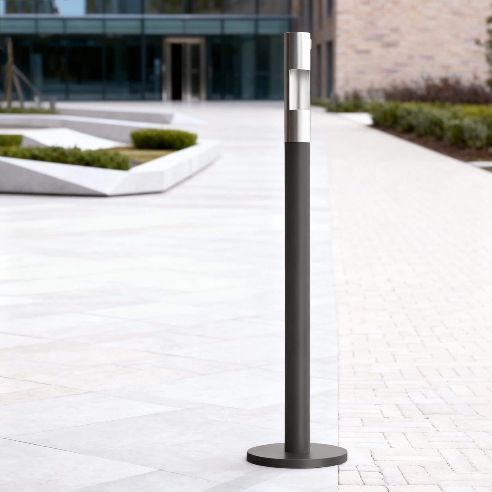 Cendrier vertical en acier inoxydable et poubelle commerciale
