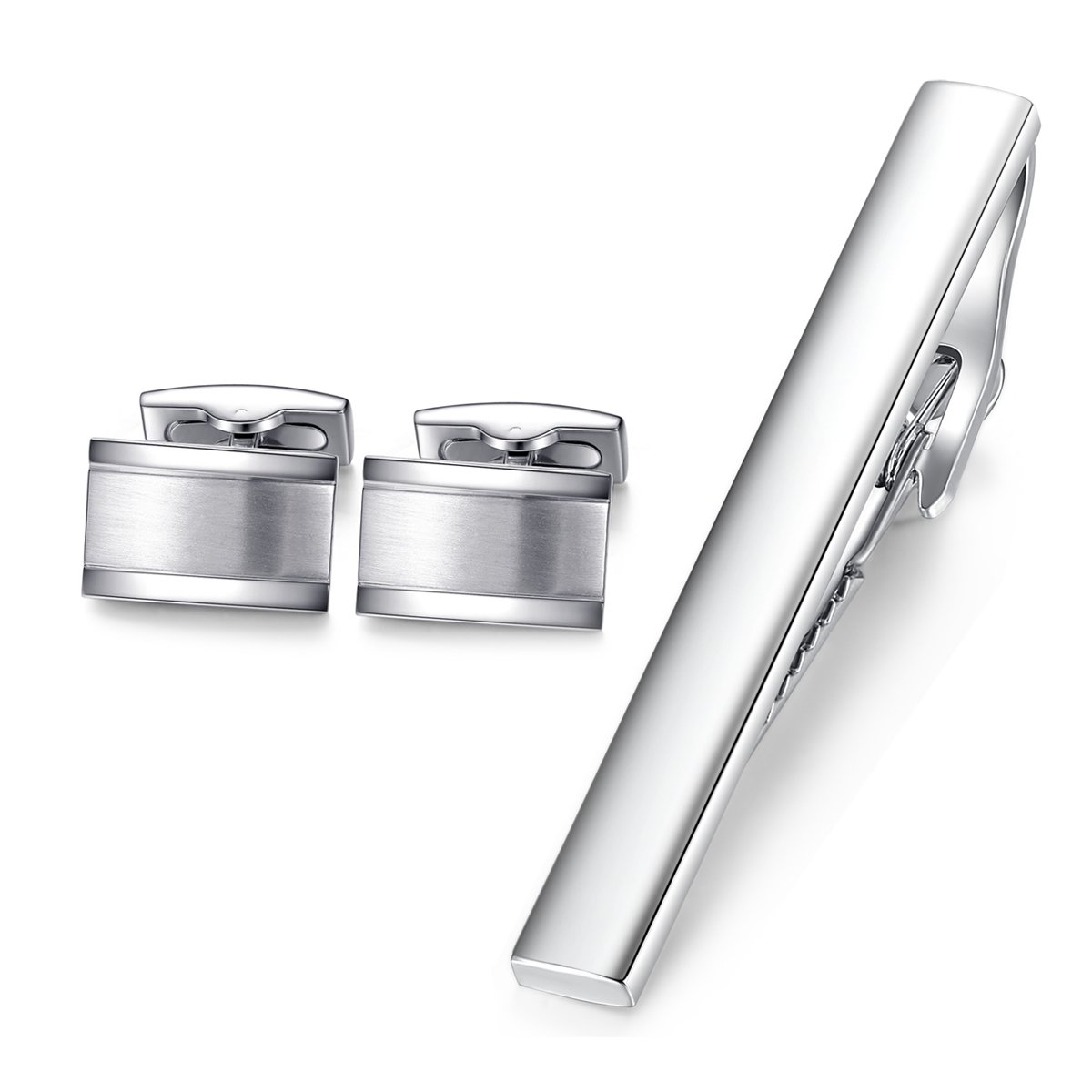 HONEY BEAR Gemelos & clips de corbata para Hombre Camisa - acero inoxidable, Personalizados Para Boda negocio regalo,plata