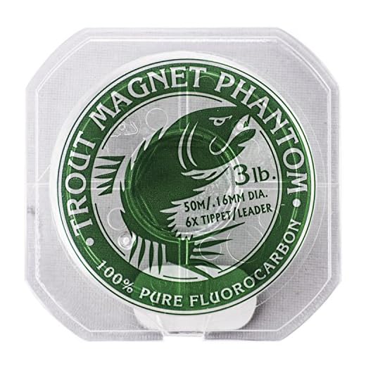 Trout Magnet Phantom 100% Fluorocarbon Fishing Leader Line, 50M (2lb, 3lb, 4lb Test), 3lb, 6X Tippet