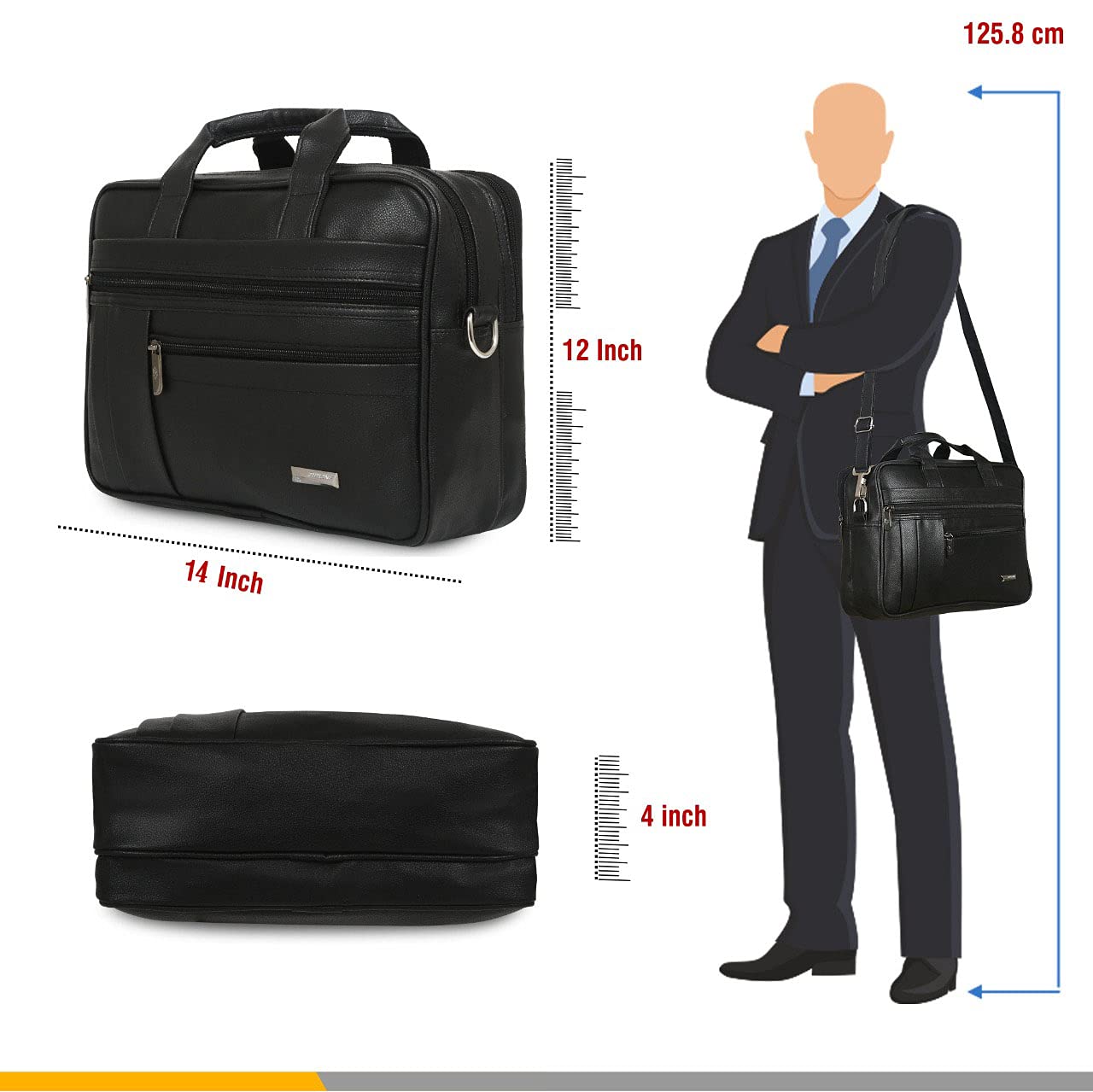 Zipline Office Faux Leather Small Laptop Bag for Men - Fits 13 inch Laptop/Tablet Messenger Bags for Mens (1-Black Bag) 28 6180K1L3yNL. SL1280