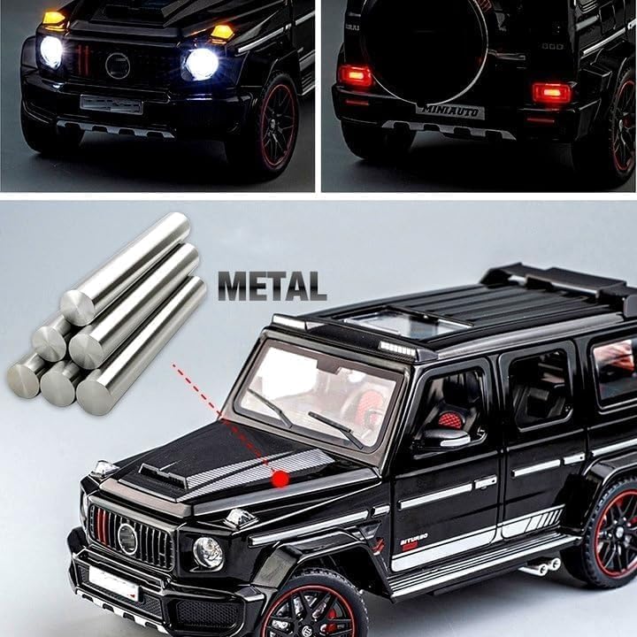 Image of 1:32 Scale Model Car - Exclusive Alloy Metal Pullback Toy with Openable Doors, Lights, and Music for Kids (G Wagon)