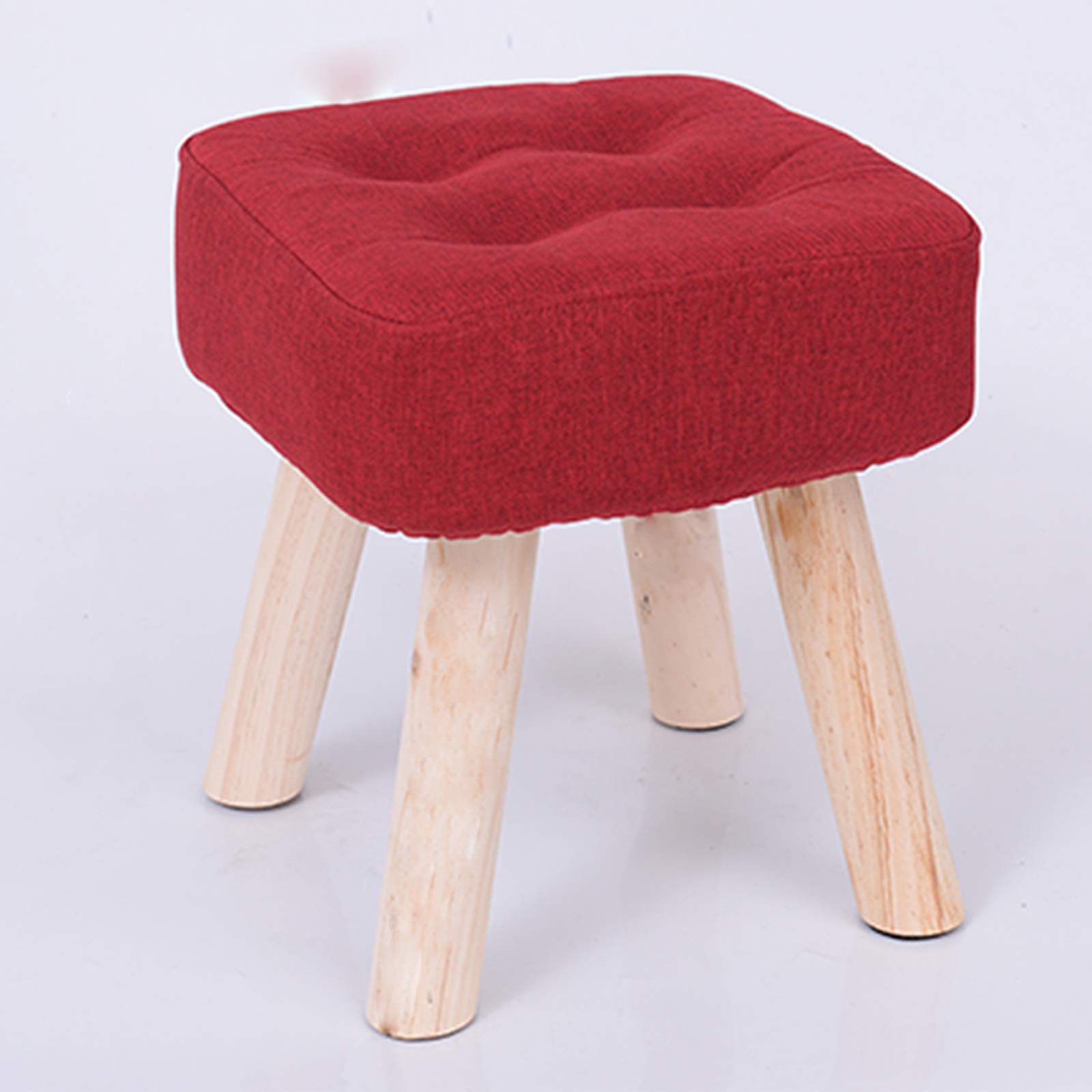 Taburete pequeño de madera maciza asiento adultos banco bajo tela